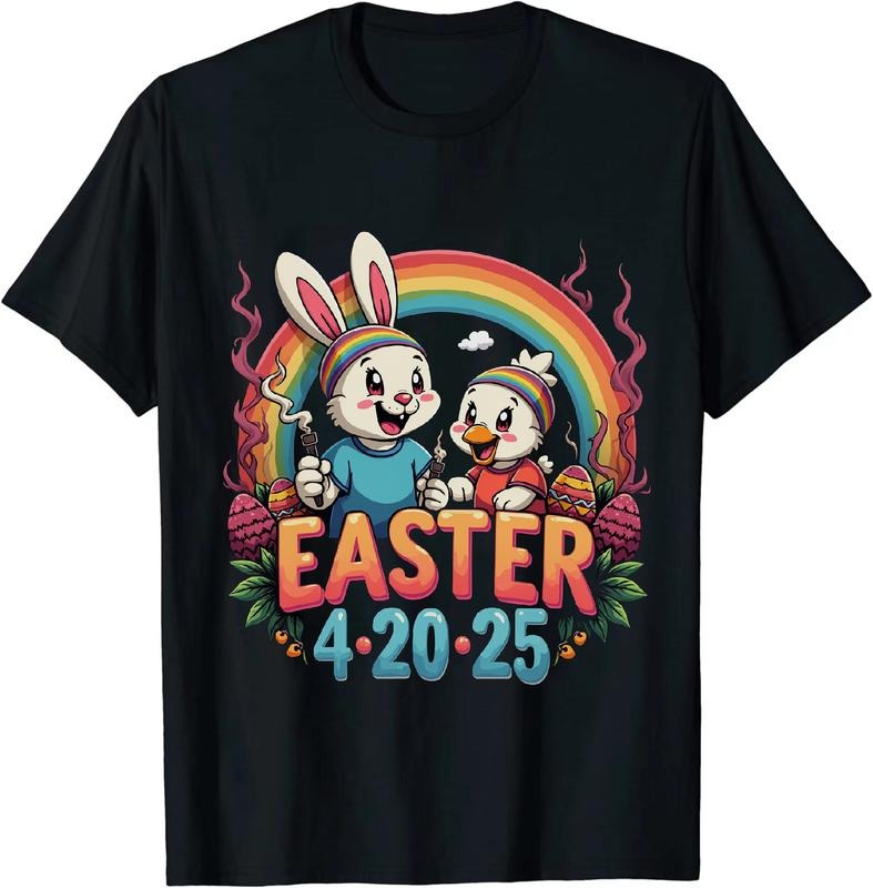 Authentic 100 Cotton Awesome Easter 4 20 25 Bunny Duck T Smoke