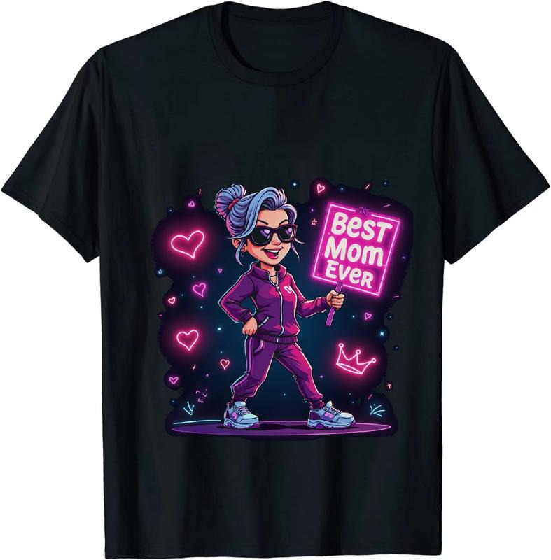 Authentic 100 Cotton Best Mom Ever Gray Hair Purple Tracksuit Cartoon