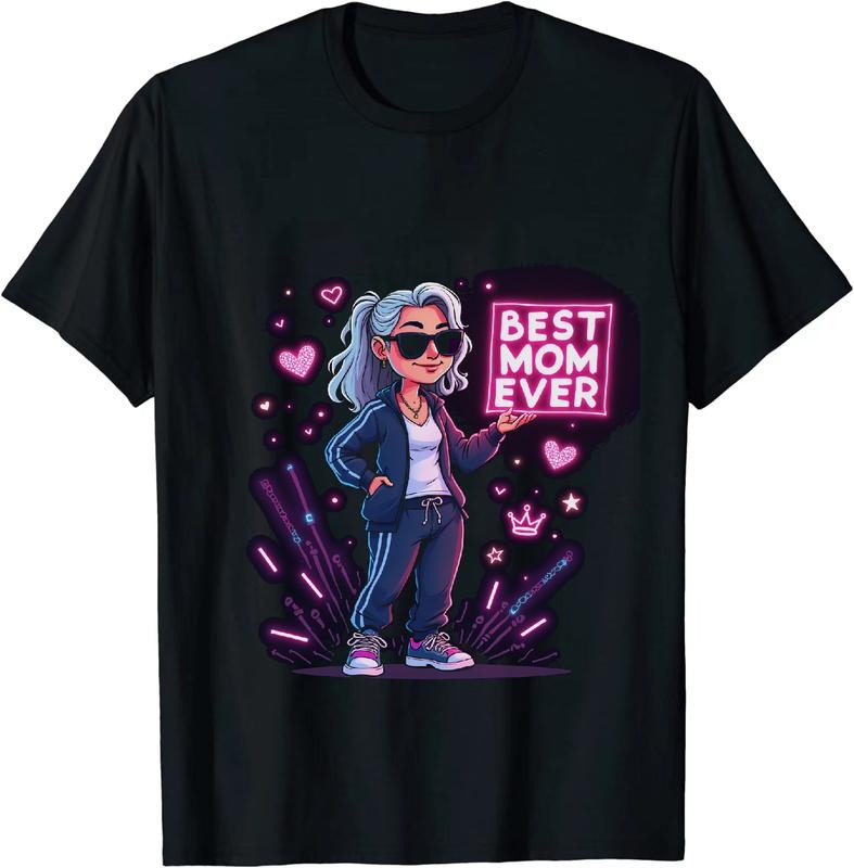 Authentic 100 Cotton Best Mom Ever Neon Sign Cartoon Character T Tank