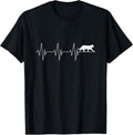 Authentic 100 Cotton Black Cat Walking Heartbeat Line Tee