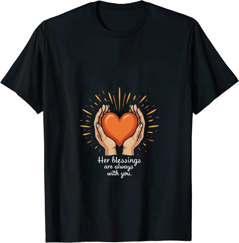 Authentic 100 Cotton Black Orange Heart Held Hands And Blessing