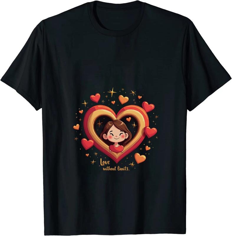 Authentic 100 Cotton Colorful Heart Love Without Limits Graphic Tee