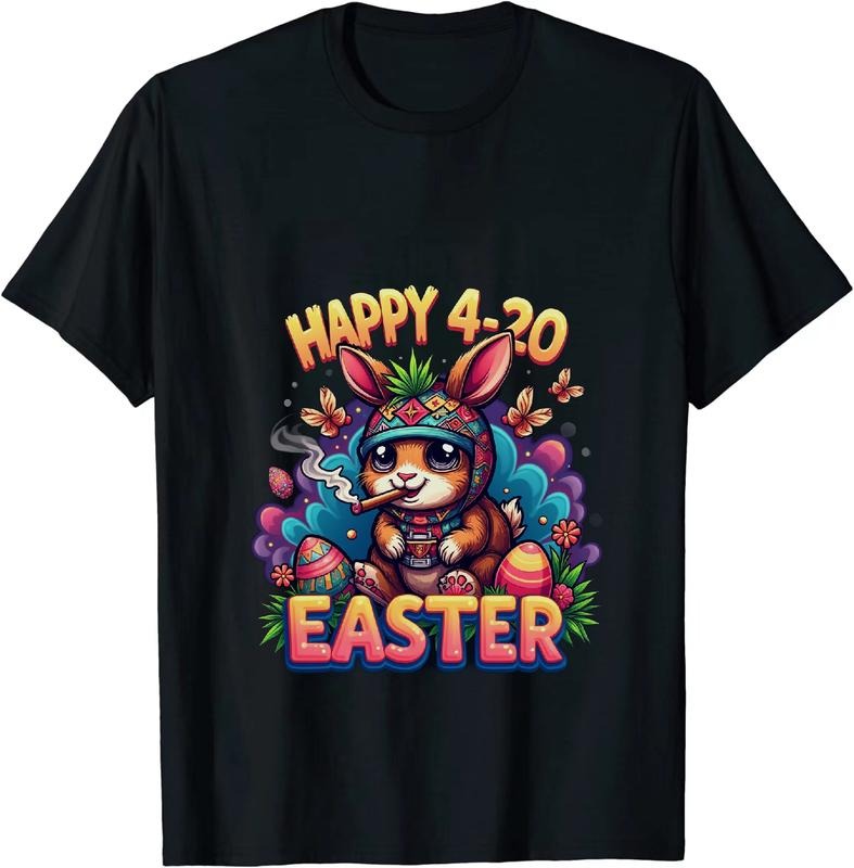 Authentic 100 Cotton Dapper Happy 4 20 Easter T Bunny And Decor Tee