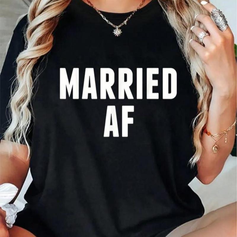 Authentic 100 Cotton Casual Married Af Husband Or Wife Graphic Tee