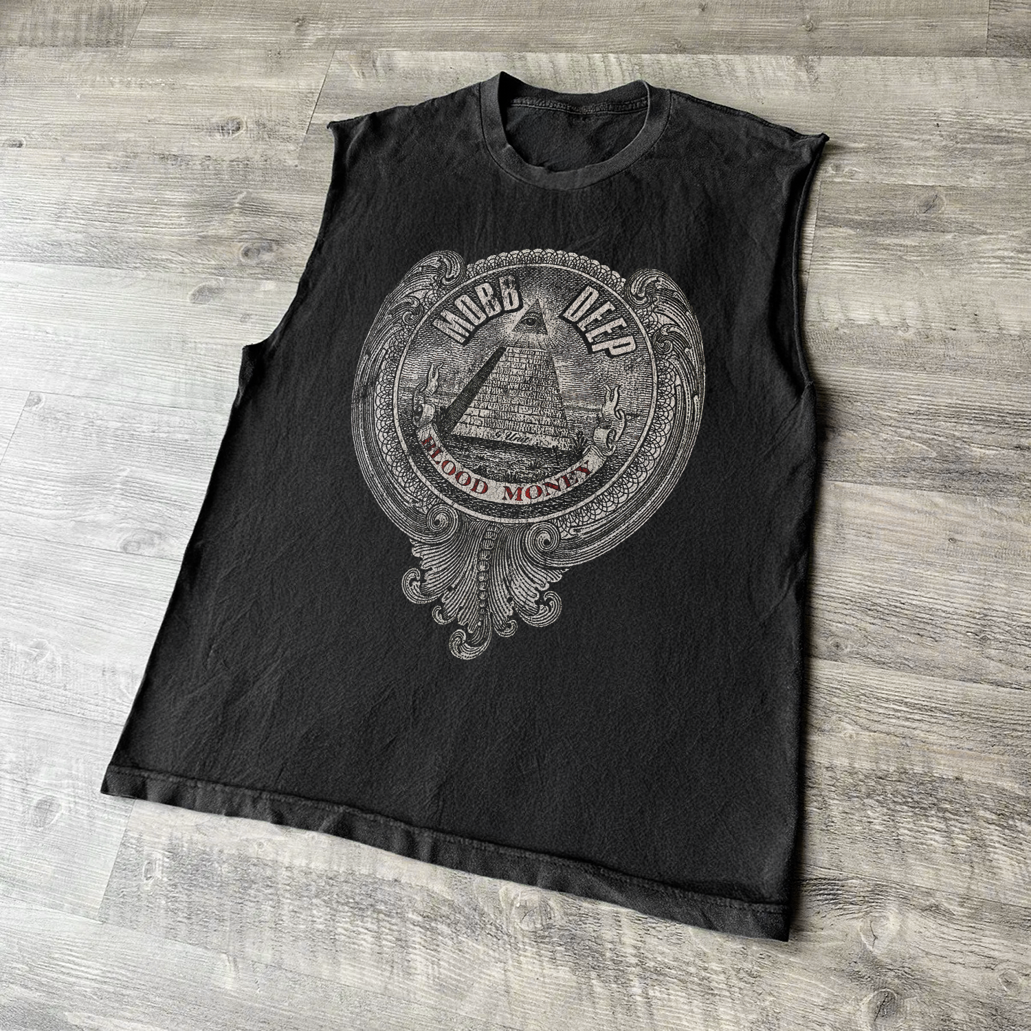 Authentic 06 Mobb Deep Blood Money Album Black Cut Off Tank Top